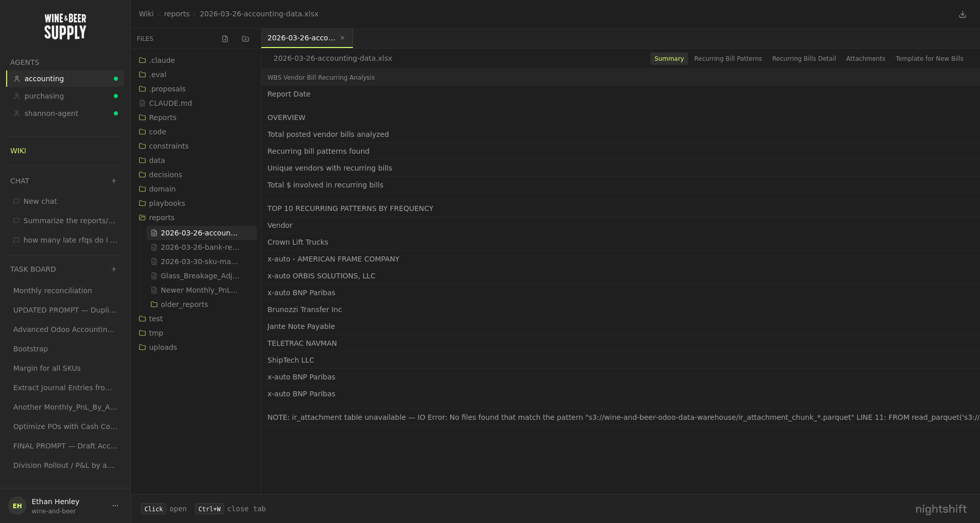 Agent workspace with file browser